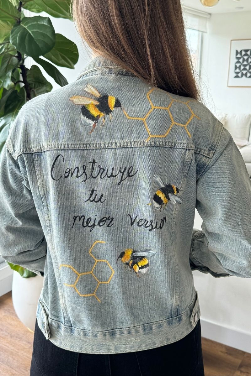 7003 Chaqueta Jean Pintada a Mano