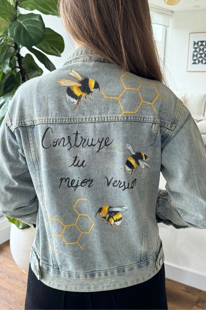 7003 Chaqueta Jean Pintada a Mano