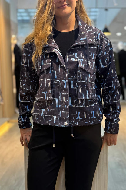 203 Chaqueta Pana Estampada Azul