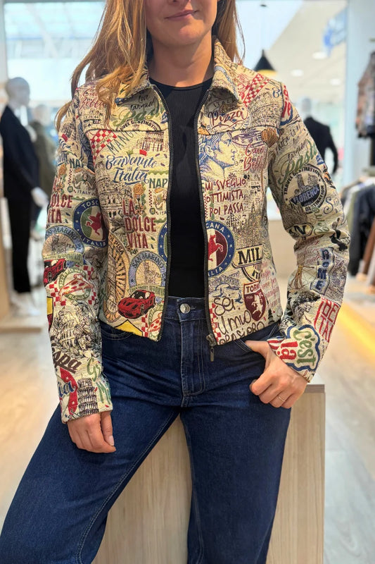 26153 Chaqueta Estampada Cremallera