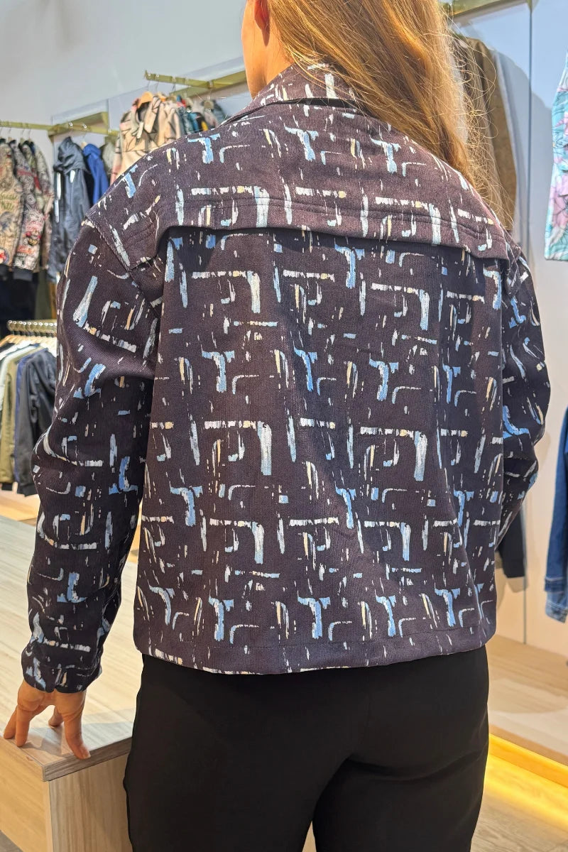 203 Chaqueta Pana Estampada Azul