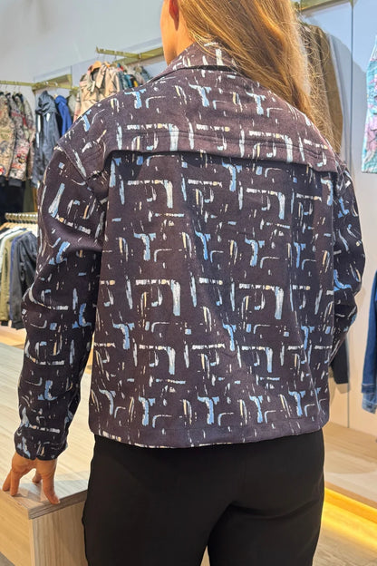 203 Chaqueta Pana Estampada Azul