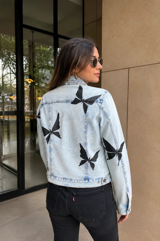 7003 Chaqueta Jean Pintada a Mano