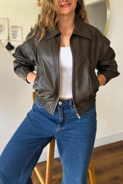 10055 Chaqueta tipo Bomber cuero tex