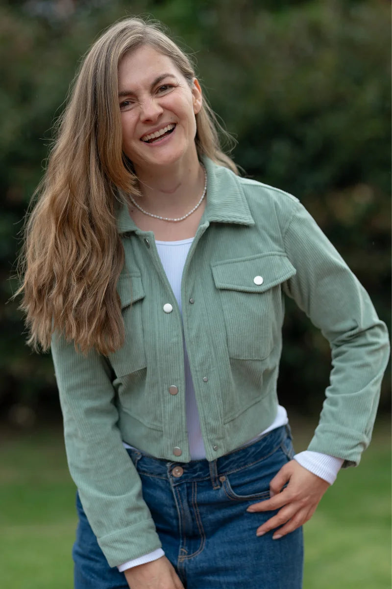 Chaqueta Acolchada de Pana Menta