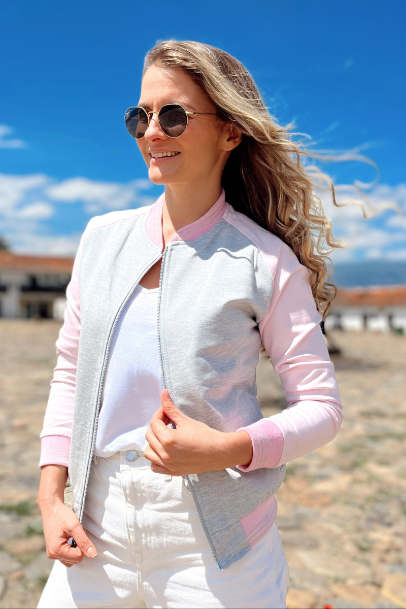 Chaquetas Beisbolera 26018 Con Rosa claro
