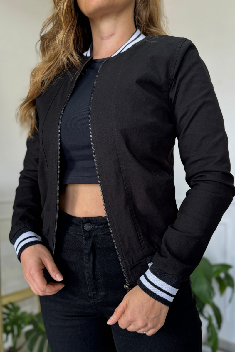 Chaquetas Dril Bomber Classic 26094 Negro Corte
