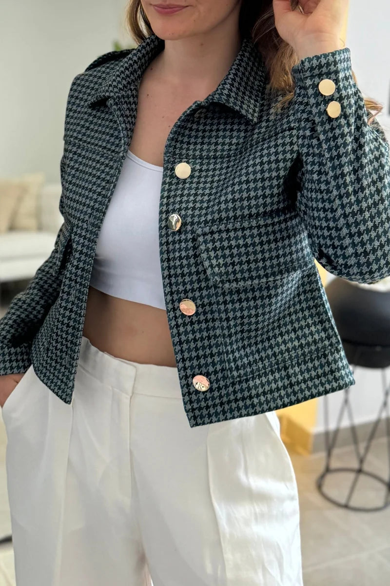 26143-6 Chaqueta Estampada en Paño Corta