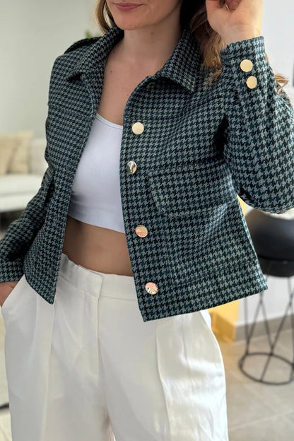 26143-6 Chaqueta Estampada en Paño Corta