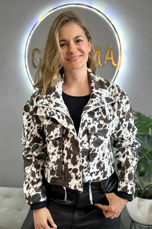 203 Chaqueta de mujer Cow Print Cafe