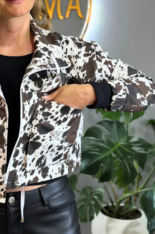 203 Chaqueta de mujer Cow Print Cafe
