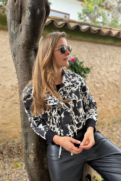 203 Chaqueta de mujer Cow Print Negro