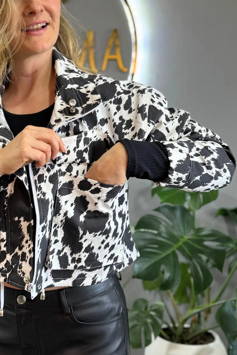 203 Chaqueta de mujer Cow Print Negro