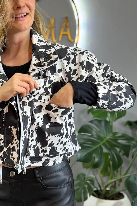 203 Chaqueta de mujer Cow Print Negro