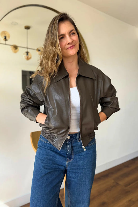 10055 Chaqueta tipo Bomber cuero tex