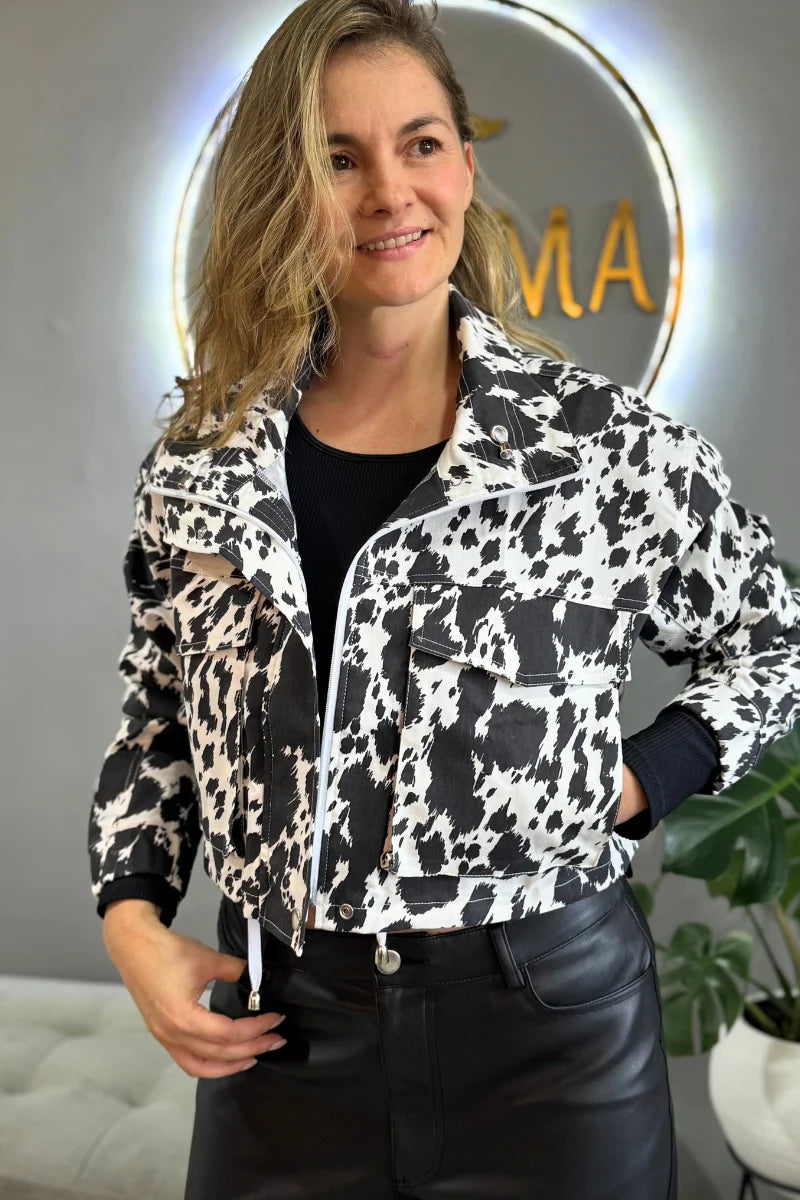203 Chaqueta de mujer Cow Print Negro