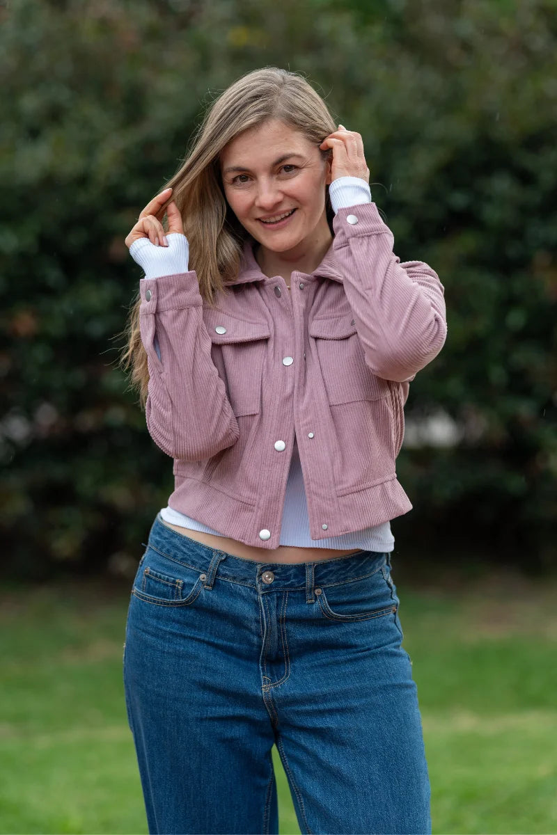 Chaqueta Acolchada de Pana Lila
