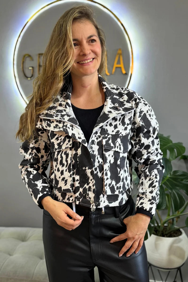203 Chaqueta de mujer Cow Print Negro