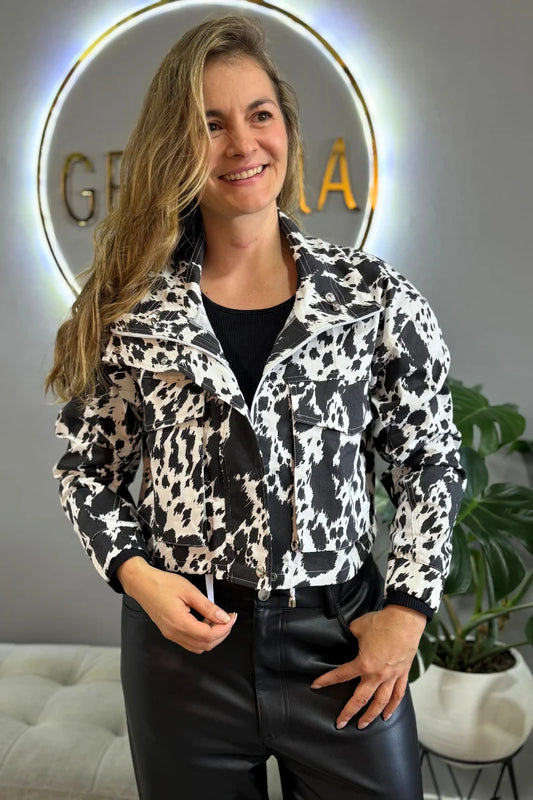 203 Chaqueta de mujer Cow Print Negro