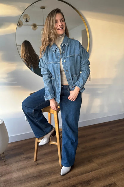 10058 Chaqueta tipo camisa de mezclilla