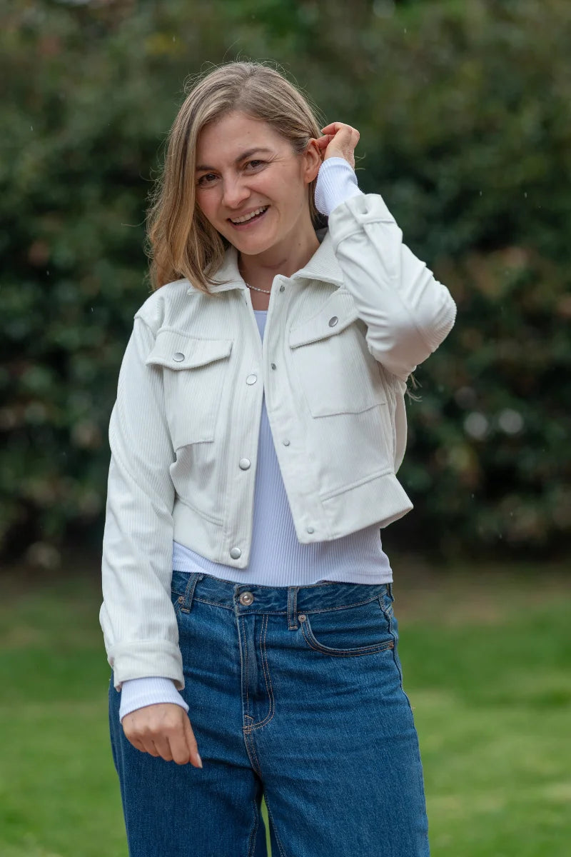 Chaqueta Acolchada de Pana Marfil