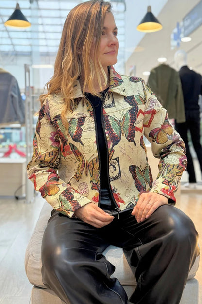 26153 Chaqueta Estampada Cremallera