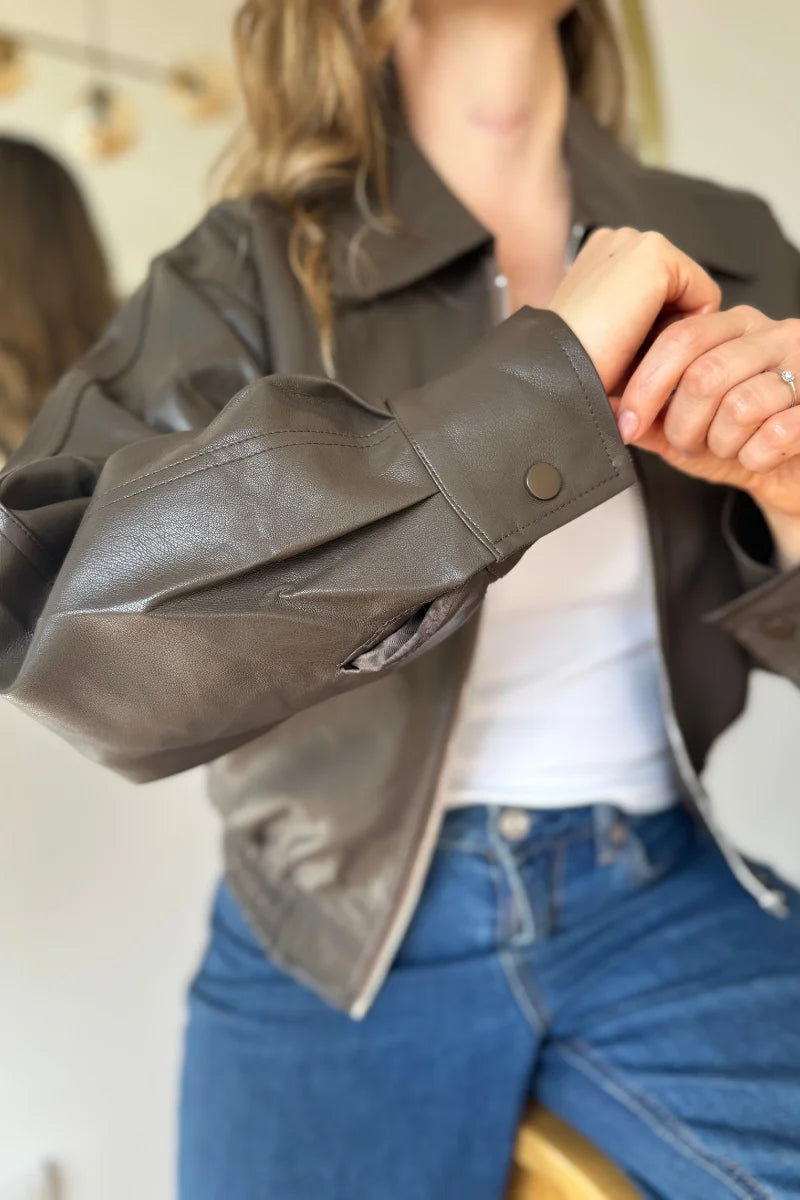 10055 Chaqueta tipo Bomber cuero tex