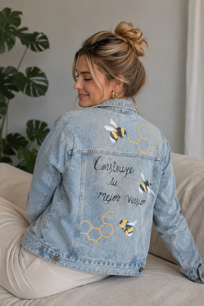 7003 Chaqueta Jean Pintada a Mano