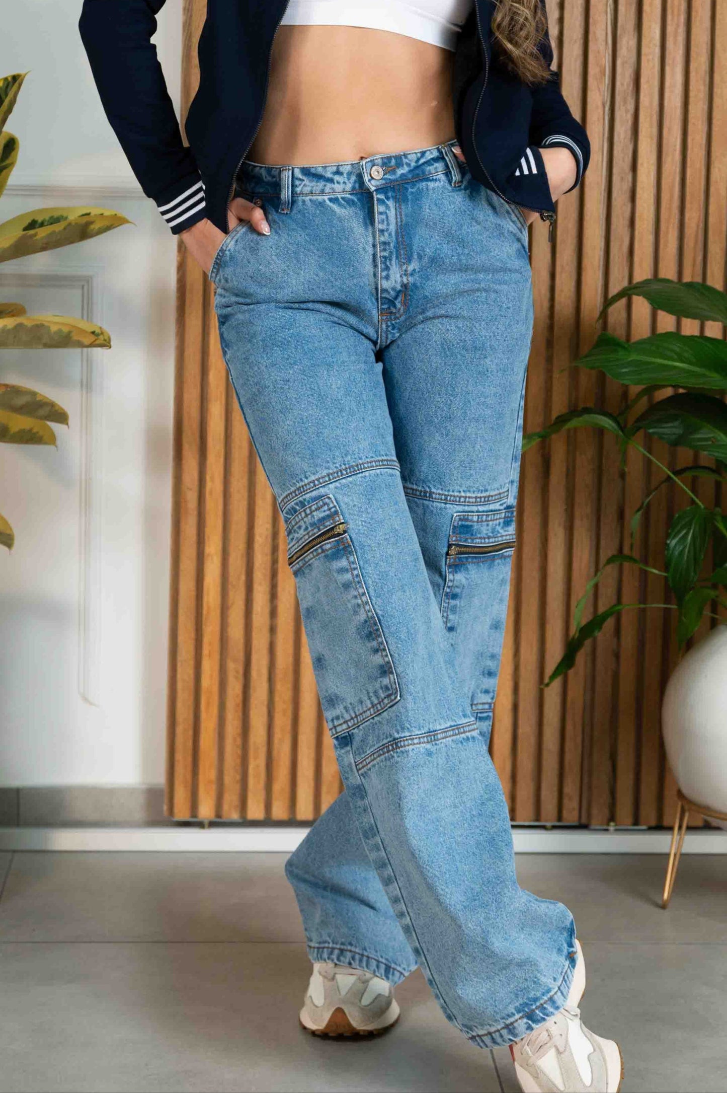100 Pantalón de Jean Bolsillos Cremallera