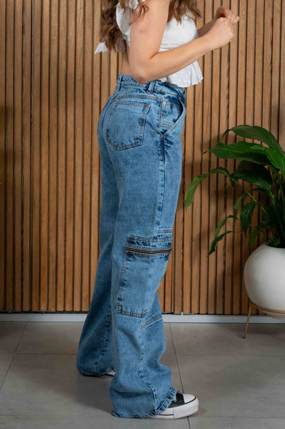 100 Pantalón de Jean Bolsillos Cremallera