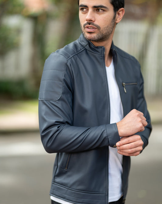 11013 Biker Tipo Cuero Hombre Match