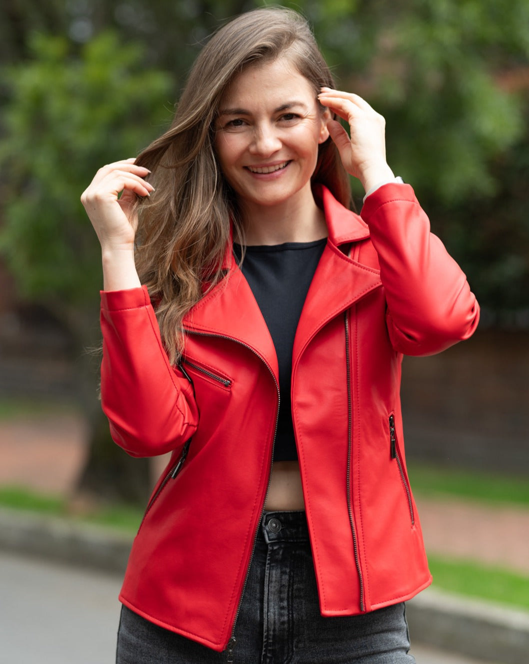 Biker Tipo Cuero 21026 ROJO