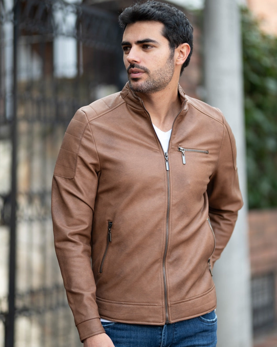 Match Chaqueta Biker Tipo Cuero Hombre 11013
