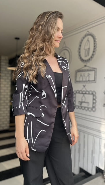 25054 Blazer Negro Con Diseño