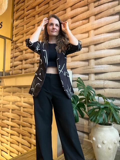 25054 Blazer Negro Con Diseño