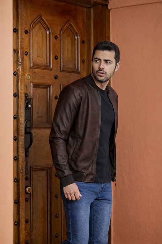 Jaqueta motociclista tipo couro 11021 café