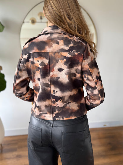 26143-16 Chaqueta Estampada en Paño Corta