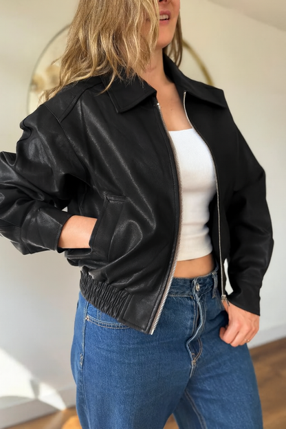 10055 Chaqueta tipo Bomber cuero tex