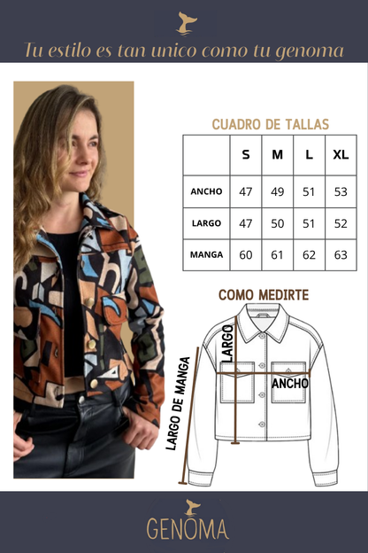 26143-12 Chaqueta Estampada en Paño Corta
