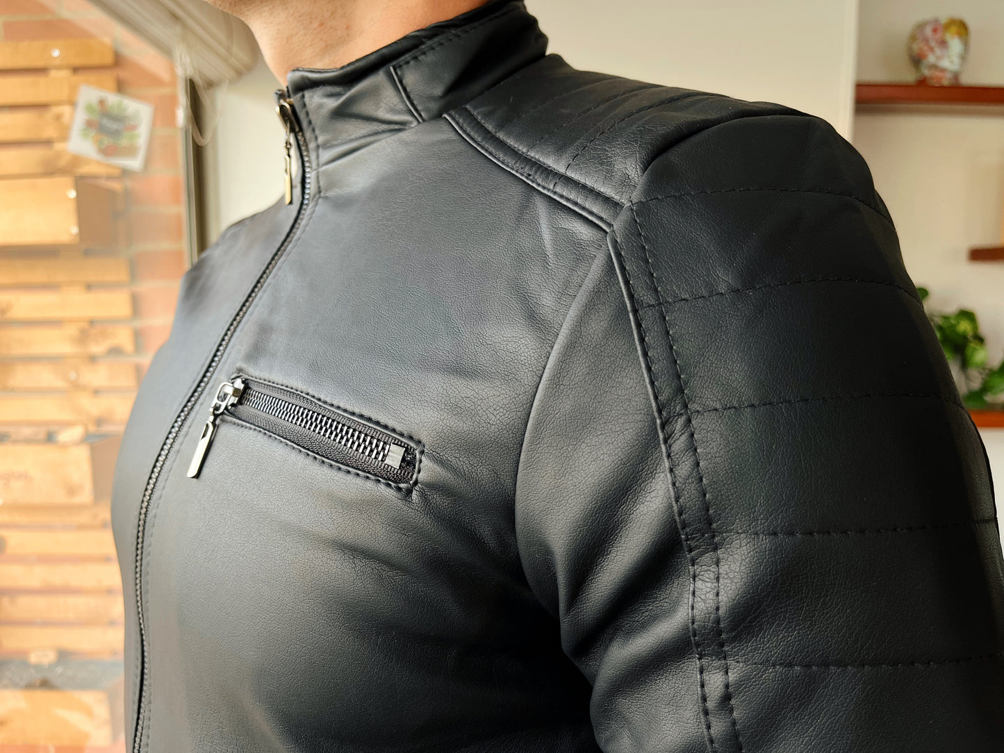 Match Chaqueta Biker Tipo Cuero Hombre 11013