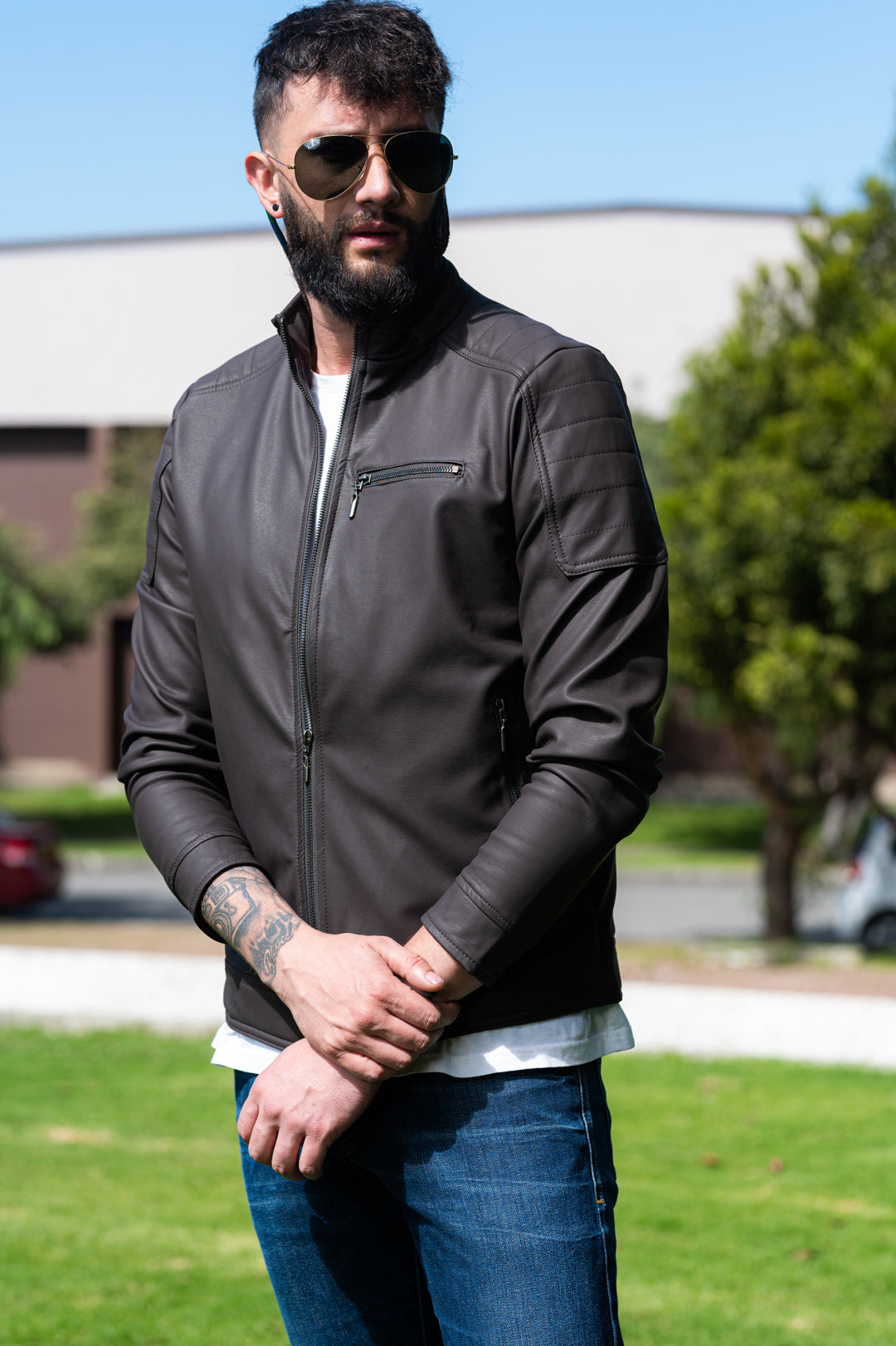 Match Chaqueta Biker Tipo Cuero Hombre 11013