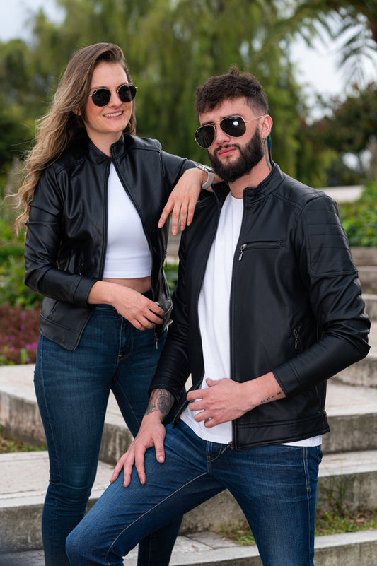 Match Chaqueta Biker Tipo Cuero Hombre 11013