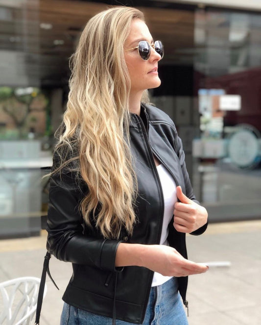 Chaqueta Biker tipo Cuero 21022 Negro